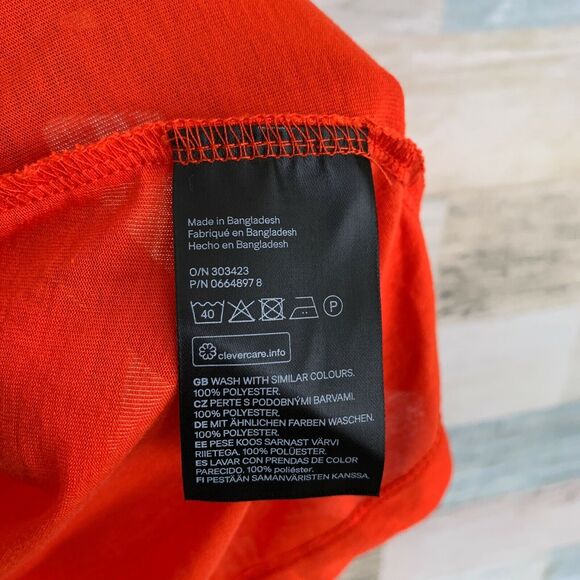 H&M Conscious Bardot Swing Dress Orange Off Shoulder Jersey Knit Womens XS - Picture 8 of 9